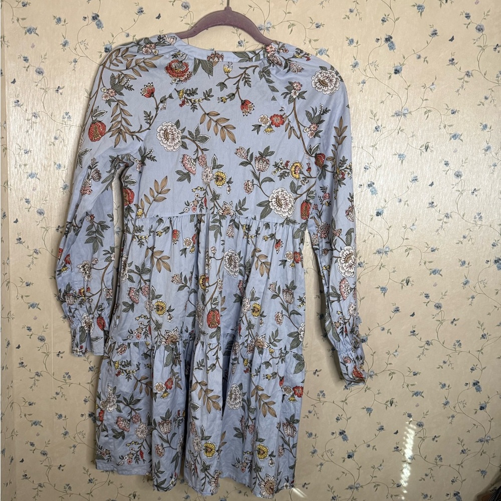 Gal Meets Glam collection Allie tiered floral print shift dress mist periwinkle - Picture 9 of 9